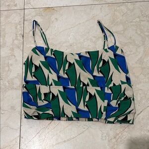 Zara Abstract Green and Blue Cropped Camisole